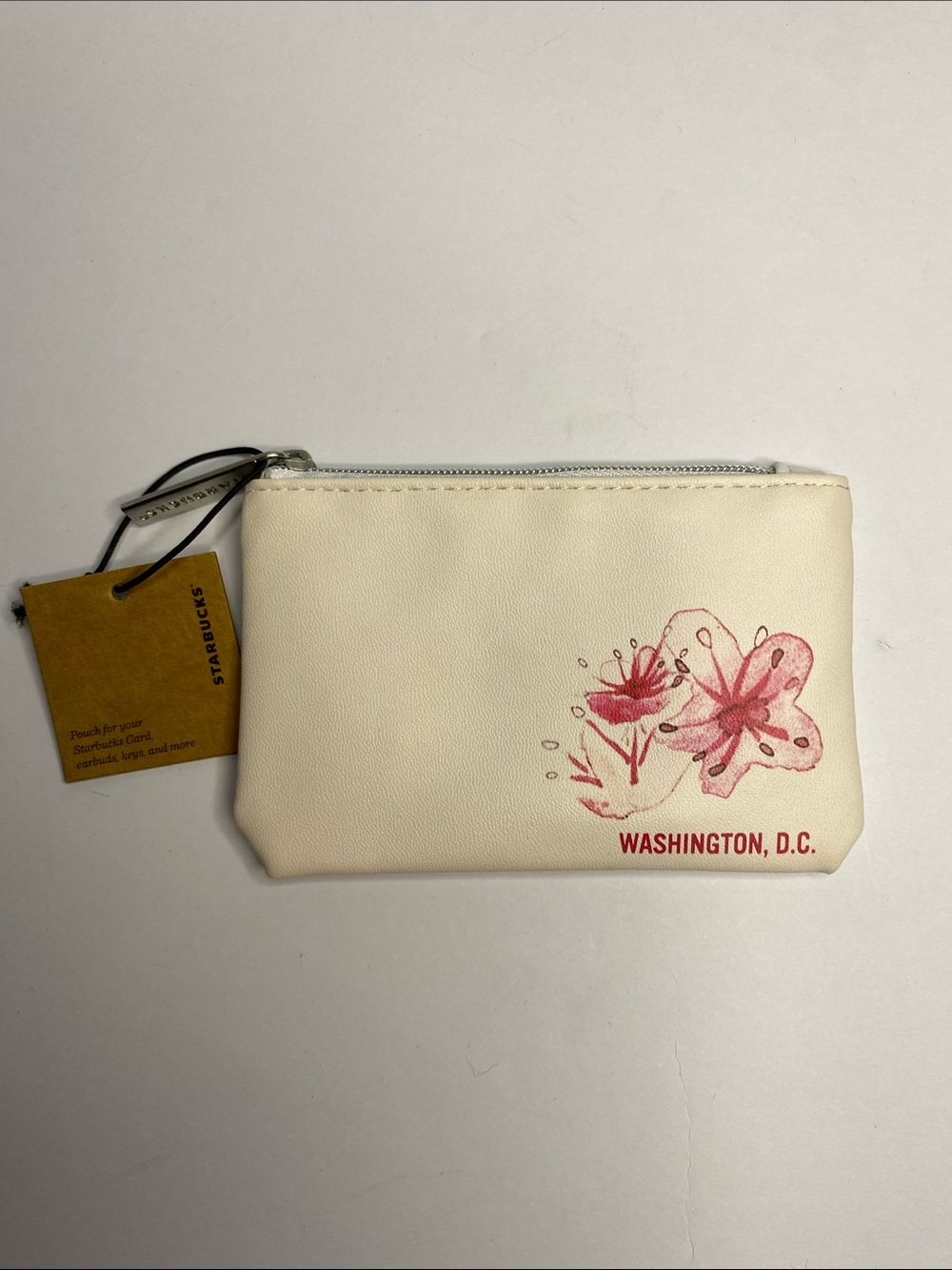 NWT Starbucks Washington, D.C. Card Pouch with Pink Floral Design - Picture 2 of 3